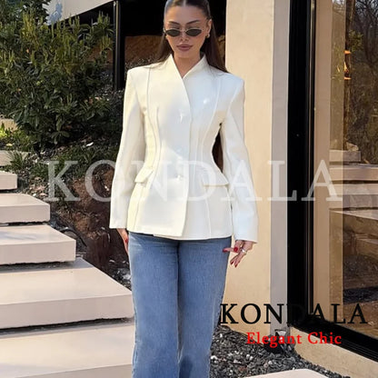 Elegant Blazer Women's Commute Blazer Coat 2026 Spring Fall Minimalist Office Lady Party Basic Dinner Slim-Waist Blazer