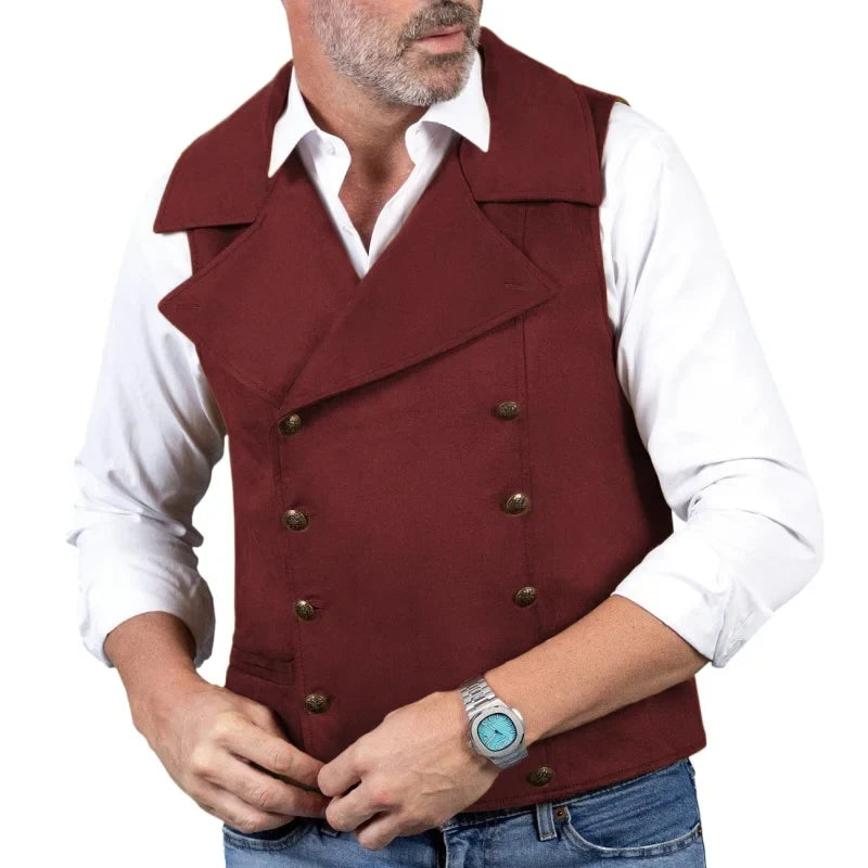 Men's Formal Vest Double Button Frosted Velvet Waistcoat for Weddings and Banquets
