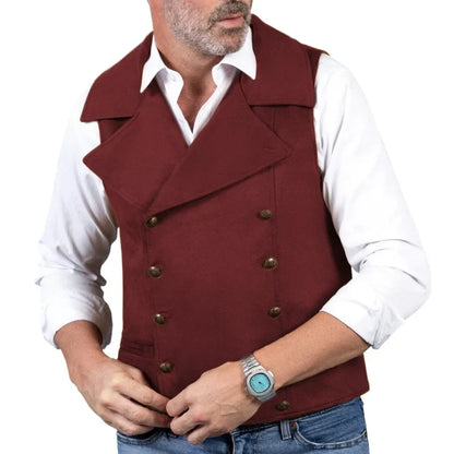 Men's Formal Vest Double Button Frosted Velvet Waistcoat for Weddings and Banquets