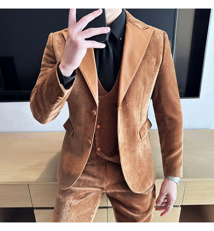 Men's Slim Fit 3-Piece Suit – Smart Casual & Wedding Formal Set