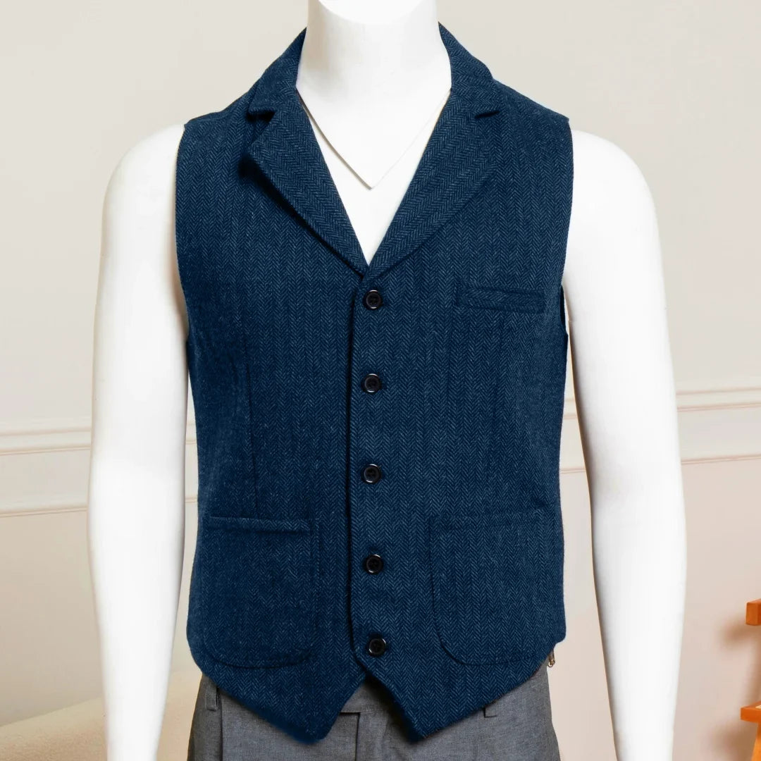 Men's Formal Vest Single Breasted Lapel Waistcoat for Weddings & Business
