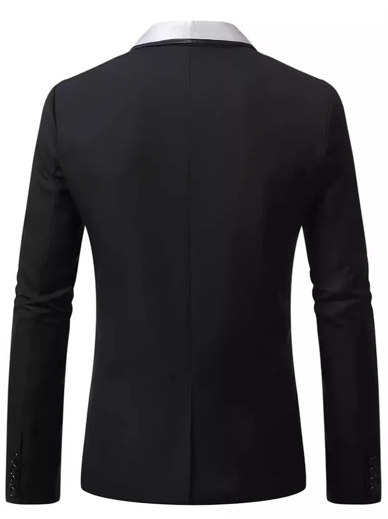 2PCS black Men's Formal Tuxedo Set Shawl Lapel Blazer And Pants Fashion Business Suit for Party Prom Wedding Groom Office Outfit