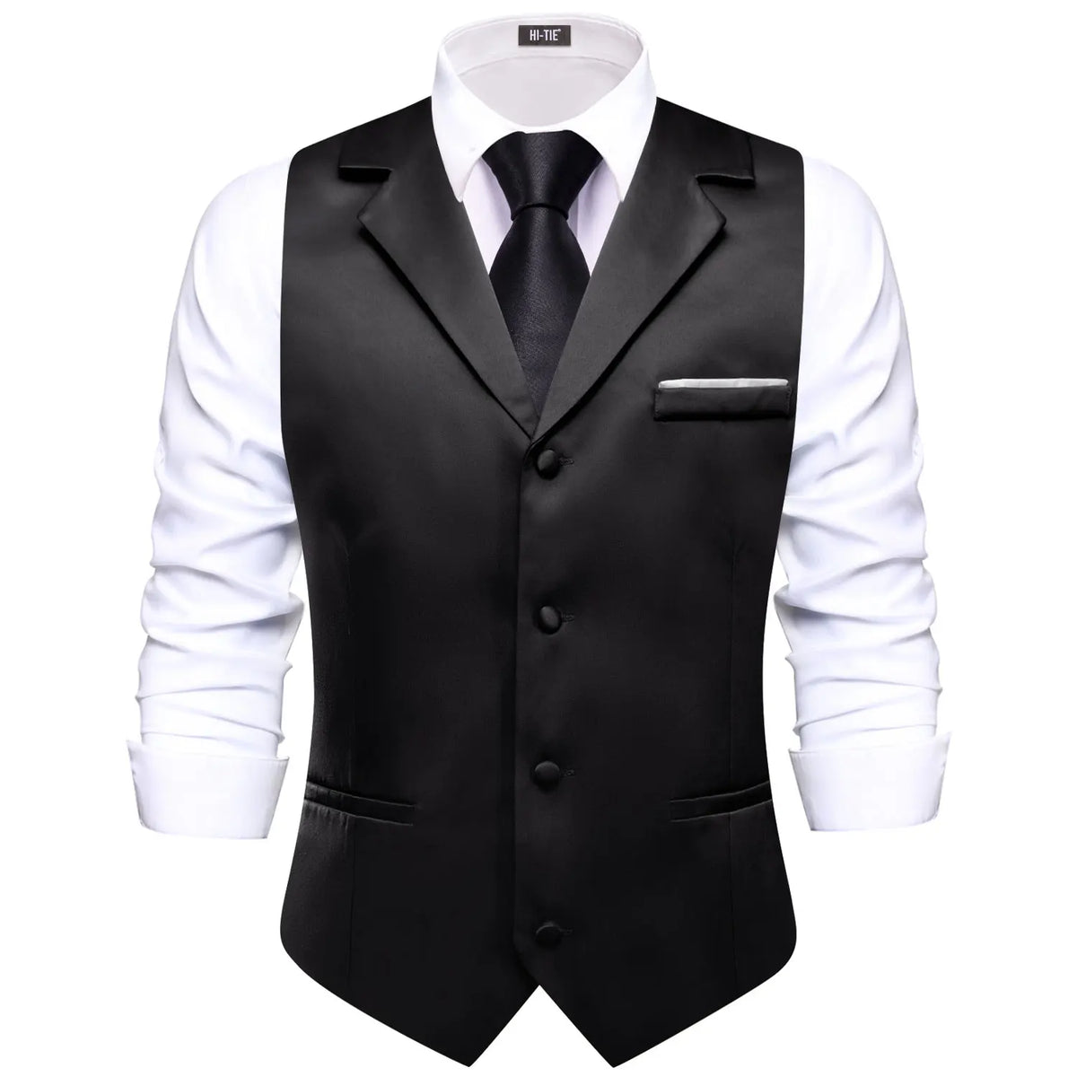 Men's Vest with Tie Jacquard V-Neck Waistcoat for Casual Business and Party Occasions – Champagne
