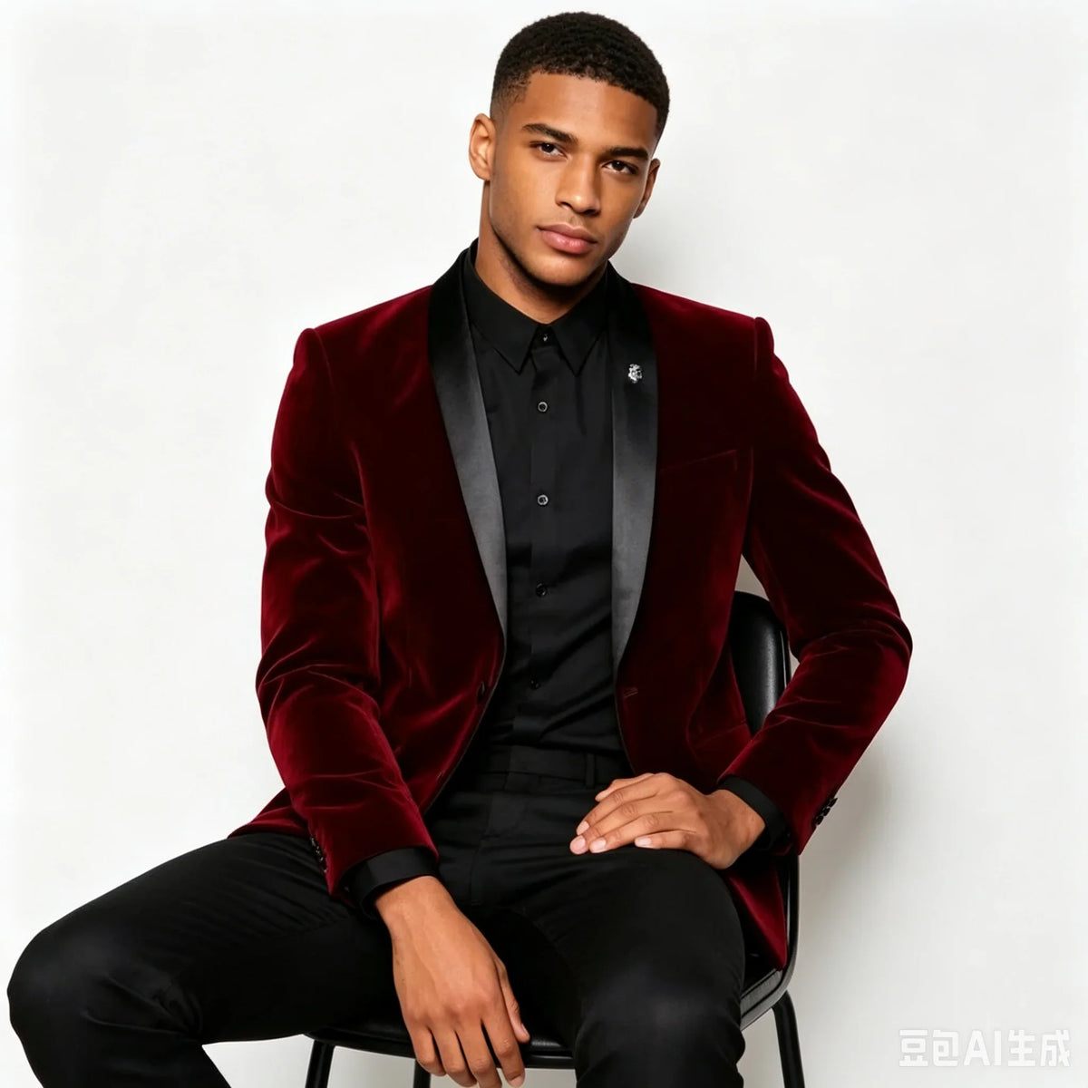 New Burgundy Velvet Blazer Wedding Men Shawl Lapel Casual Suit One Button Jacket Formal Male Fashion Party Suit Only One Coat