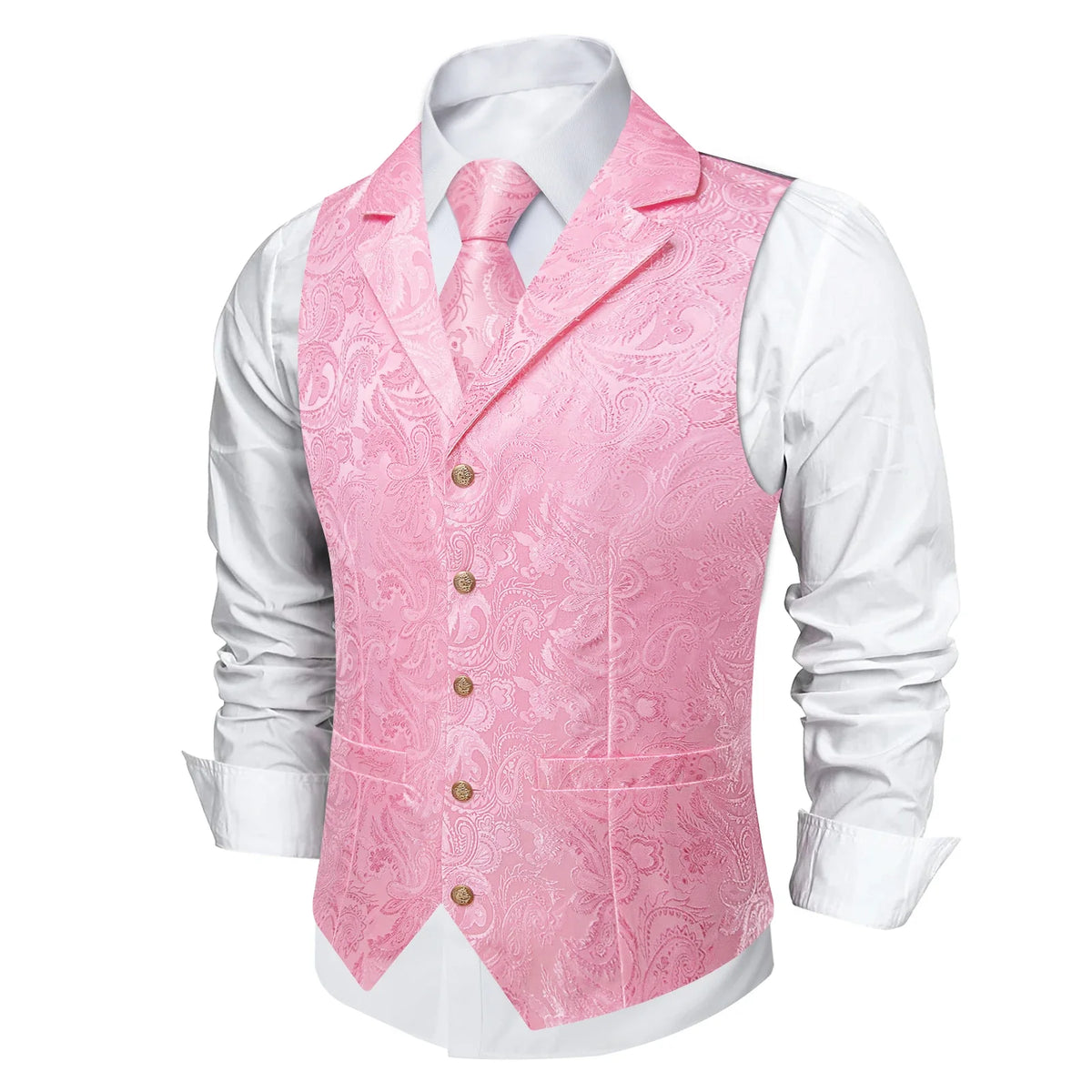 Men's Suit Vest & Tie Set – Paisley Jacquard Waistcoat for Weddings and Formal Occasions