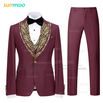 Classic Black Set For Fashion Children Wedding Flower Kid Slim Fit Costumes Formal Party Elegant Blazer Vest Pants 3 Pieces