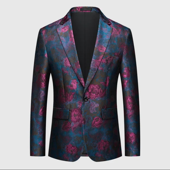 Men's Printed Suit Jacket – Paisley Floral Single Breasted Party Blazer for Men – Plus Size