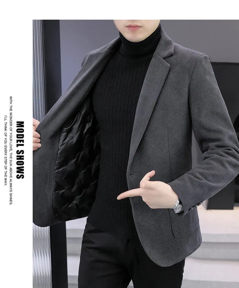 Blazer Men Fashionable Outdoor Wedding Versatile Slimming and Casual Korean Version Golden Mink Velvet Velvet and Cotton Blazer