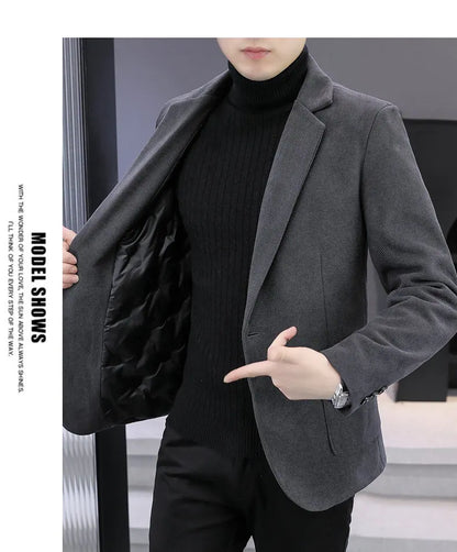 Blazer Men Fashionable Outdoor Wedding Versatile Slimming and Casual Korean Version Golden Mink Velvet Velvet and Cotton Blazer