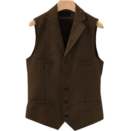 Men's Herringbone Vest – Single Breasted Waistcoat for Wedding & Formal Occasions