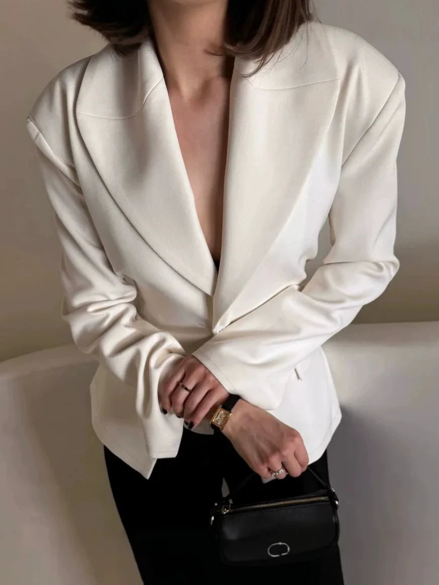 Winter,European,Clothes,Workplace,Office,Suit coat,Chic,Elegance,Women,Tops,Long Sleeve,Lace up,Pocket,Jacket,2026,New,6721002