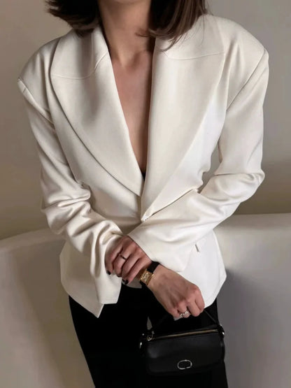 Winter,European,Clothes,Workplace,Office,Suit coat,Chic,Elegance,Women,Tops,Long Sleeve,Lace up,Pocket,Jacket,2026,New,6721002