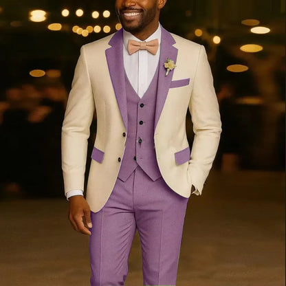 Costume de mariage 3 pièces formel pour homme, costume de marié, coupe ajustée, revers cranté, veste, gilet, pantalon pour affaires, bureau, banquet, tenues pour hommes