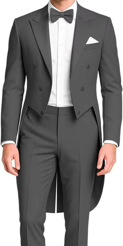 Costume queue de pie homme, costumes homme 2 pièces, pantalon blazer slim, veste queue de pie à un bouton pour bals, concerts, mariages