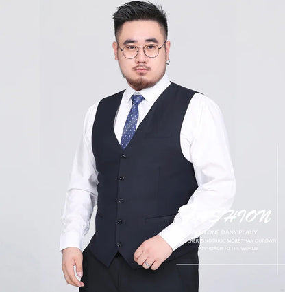 Men's Suit Vest Plus Size Single-Breasted Waistcoat Black Smart Casual Wedding Business