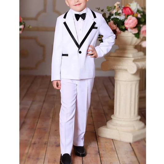 Fashion Notch Lapel Boys Suits Single Button Solid Coilor Sets for Children Prom Formal Slim Wedding Party Kids Clothes