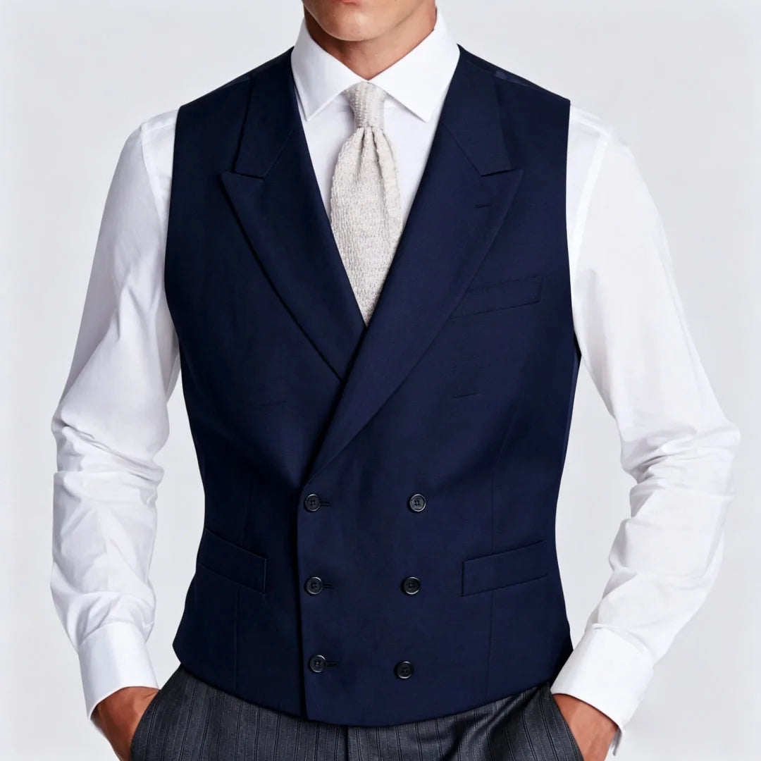Men's Formal Vest Double Breasted Lapel Waistcoat for Weddings and Business