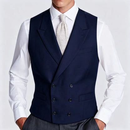 Men's Formal Vest Double Breasted Lapel Waistcoat for Weddings and Business