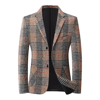 Blazer  New Stylish and Slimming Middle-aged Business Casual Checkered Wedding Banquet Host Men Outdoor Performance Blazer 2026