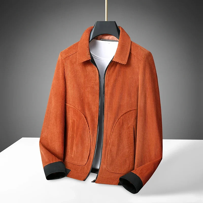 Men's High-Quality Corduroy Jacket Plus Size Lapel Thick Autumn Winter Warm Casual Gown for Older Generations