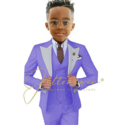Suits For Boy Jacket Vest Pants 3 Pieces Dark Green Birthday Costume Flower Boys Formal Party Suit Kids Wedding Suit Tuxedo