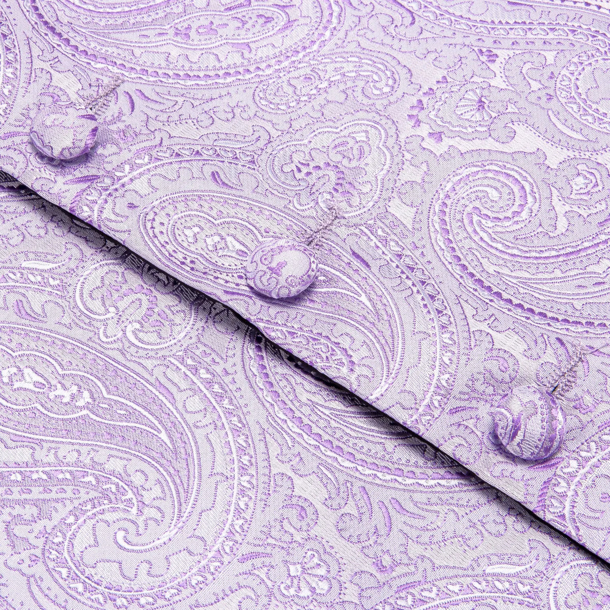 Men's Jacquard Floral Waistcoat Set with Tie, Pocket Square & Cufflinks – Purple Paisley, Wedding & Business