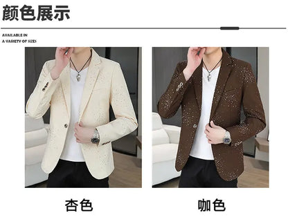 Blazer Men's Sequined High-end Hot Diamond Style Business Outdoor Travel Wedding Youth Slimming Casual High Formal Wear Blazer