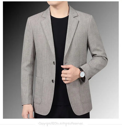 30% Linen Blazer - Stylish Business Formal Men's Suit with Gentleman British Style Trendy Breathable and Versatile Casual Blazer