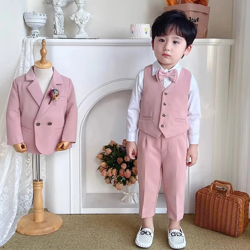 Toddler Boys' 1Year's Birthday Suit Children's Wedding Photography Suit Kids Spring Autumn Piano Catwalk Performance Suit