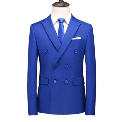 2026 Marque Mode Homme Costume de smoking croisé pour affaires/Costume ajusté pour homme Style coréen décontracté/Blazers vestes décontractées pour hommes