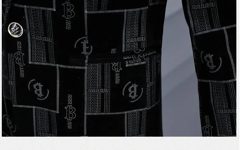 Autumn Luxury Corduroy Suit Jacket for Men Letter Printed Casual Business Men Blazers Slim Fit Social Banquet Party Dress Coats