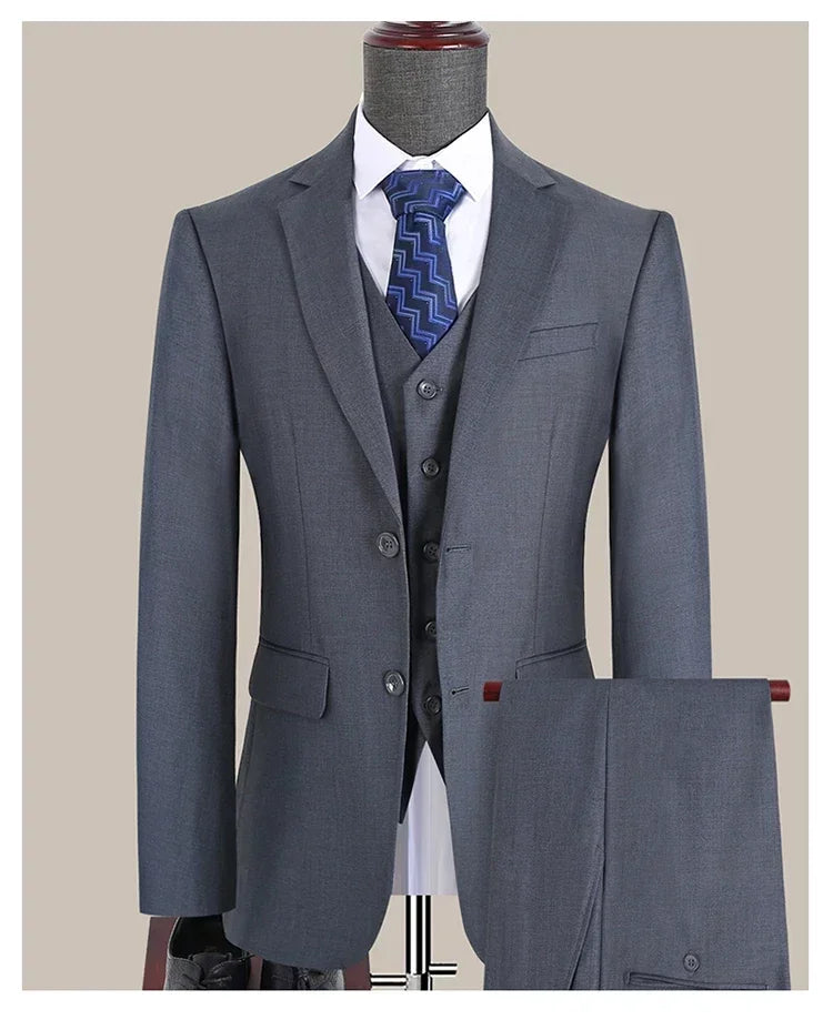 Men's Slim Fit 3-Piece Suit – Smart Casual Blazer, Vest & Pants for Business, Wedding & Formal Occasions
