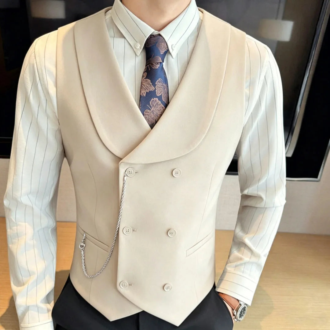 Men's Double Breasted Vest – Formal Lapel Waistcoat for Weddings & Events