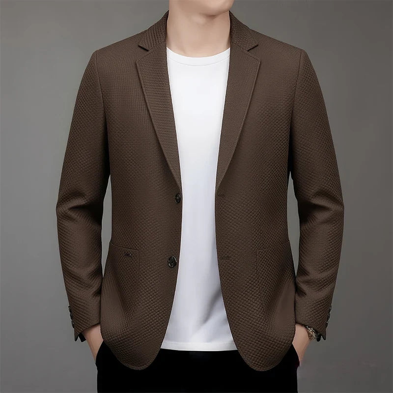 Men's Slim Fit Plaid Blazer for Weddings, Business & Casual Wear – Single Breasted