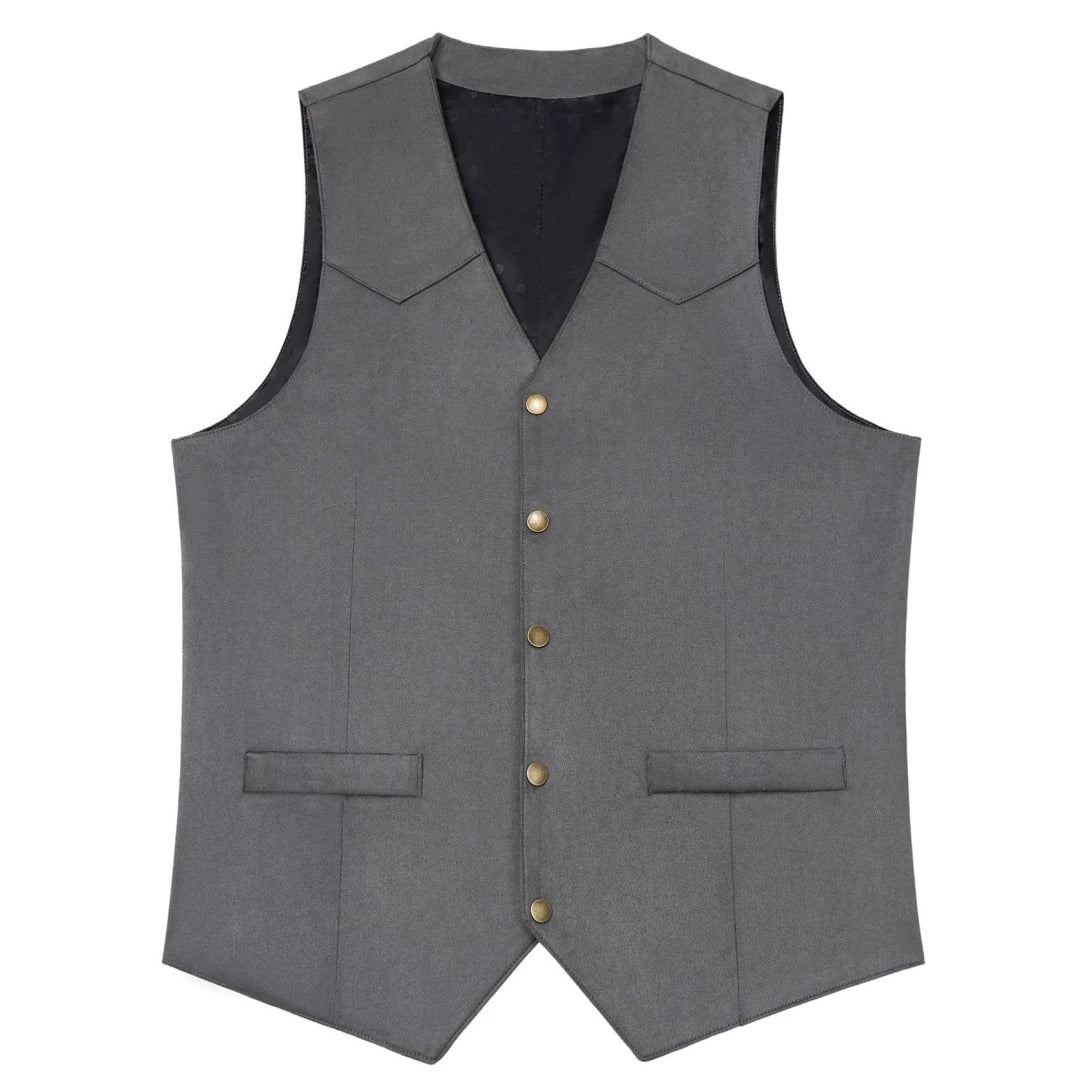 Men's Vest Slim Fit Suede Leather Waistcoat for Business and Banquet
