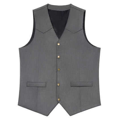 Men's Vest Slim Fit Suede Leather Waistcoat for Business and Banquet