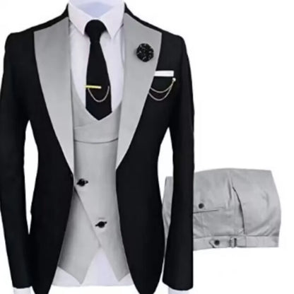 3 Pieces Slim Fit Men's Suits Formal Business Groom Tuxedo for Wedding Party Prom - Jacket Vest Pant Set