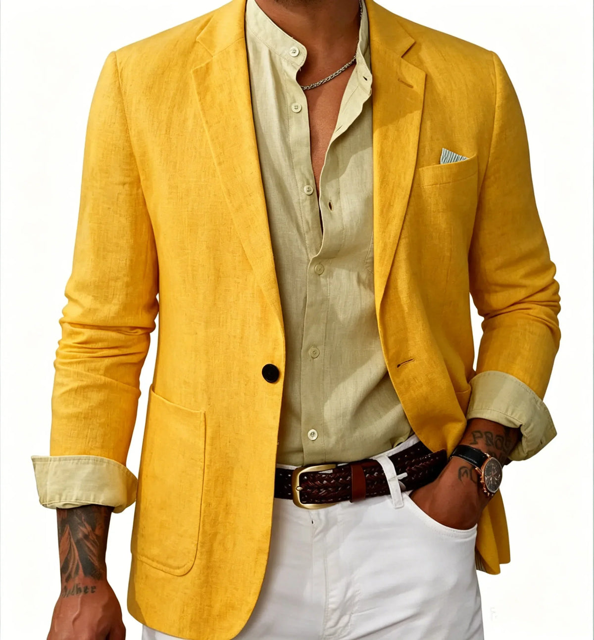 Men's Cotton Linen Blazer Solid Slim Fit Breathable Lightweight Casual Sport Coat One Button Lapel Suit Jacket for Daily Summer
