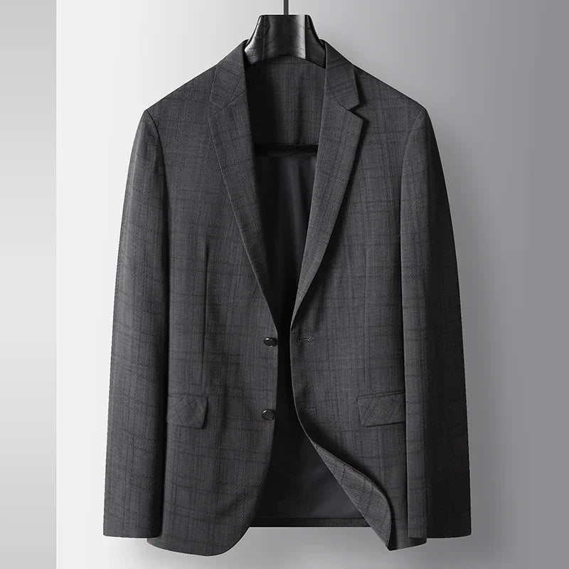 Men's Casual Blazer Single Breasted Spring Autumn Versatile Suit Jacket Grey Coffee