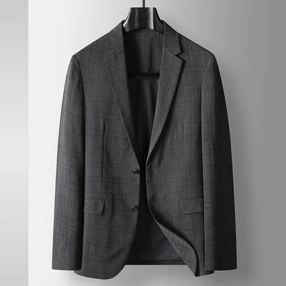 Men's Casual Blazer Single Breasted Spring Autumn Versatile Suit Jacket Grey Coffee
