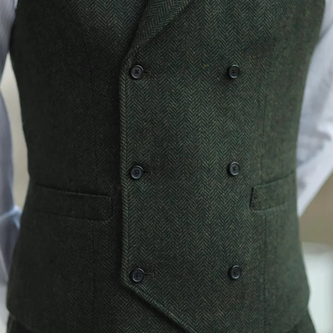 Men's Herringbone Vest Single Breasted Lapel Waistcoat for Wedding & Smart Casual Wear