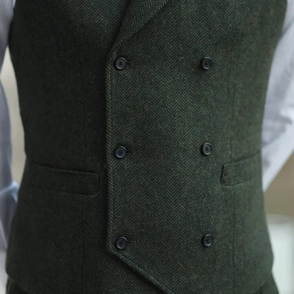 Men's Herringbone Vest Single Breasted Lapel Waistcoat for Wedding & Smart Casual Wear