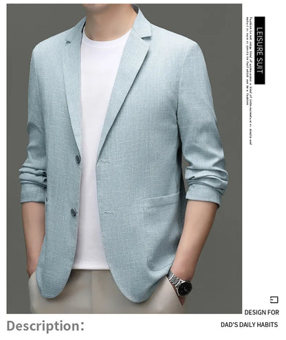 Blazer Summer Men's Fashion Gentleman Korean Version Trendy Performance Banquet Host Casual Ice Silk Sun-protective Clothing