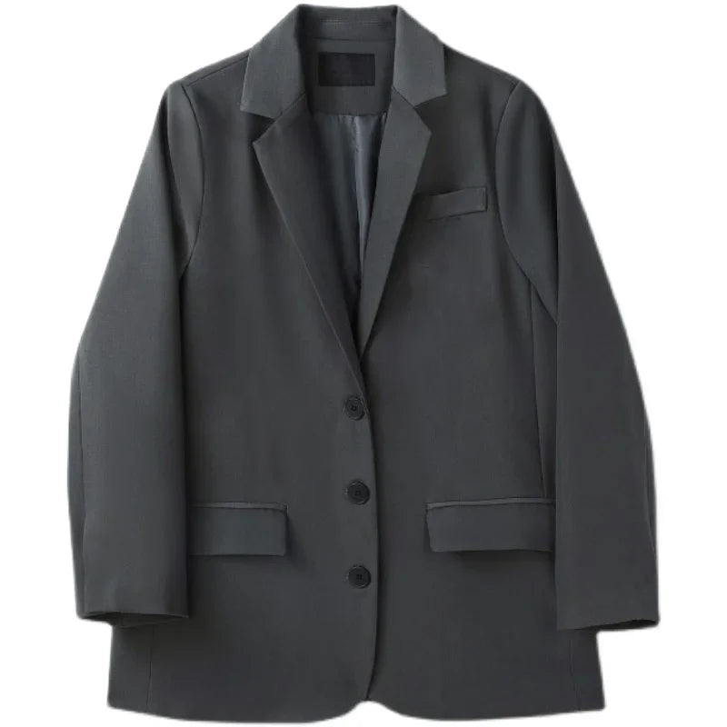 Retro ey ular Women's Suit Loose Hong Kong Sle Faionable Korean Version Spring Autumn New Arrival Polyester Fabric