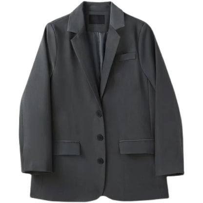 Retro ey ular Women's Suit Loose Hong Kong Sle Faionable Korean Version Spring Autumn New Arrival Polyester Fabric