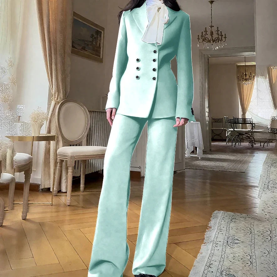 2025 New Women Casual Blazer Suit Set with Double-breasted Office Formal Pant Suit Separates Slim Fit Custom Made Traje de Mujer