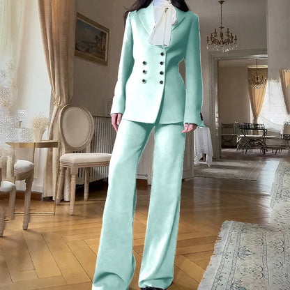 2025 New Women Casual Blazer Suit Set with Double-breasted Office Formal Pant Suit Separates Slim Fit Custom Made Traje de Mujer