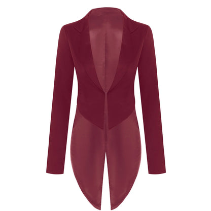 Womens Nightclub Cocktails Tailcoat Waitress Cosplay Costume Blazer Jackets Swallowtail Jacket Tuxedo Coat Jazz Dance Costume