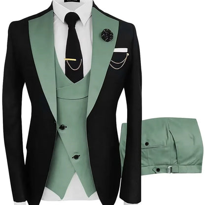 Ensemble de costume 3 pièces multicolore pour homme - Mariage, bal de promo, affaires - Coupe ajustée - Smoking de marié - Blazer style britannique