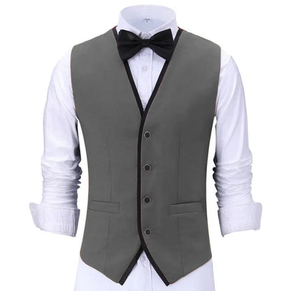 Men's Formal Vest Single Button Waistcoat for Weddings and Business